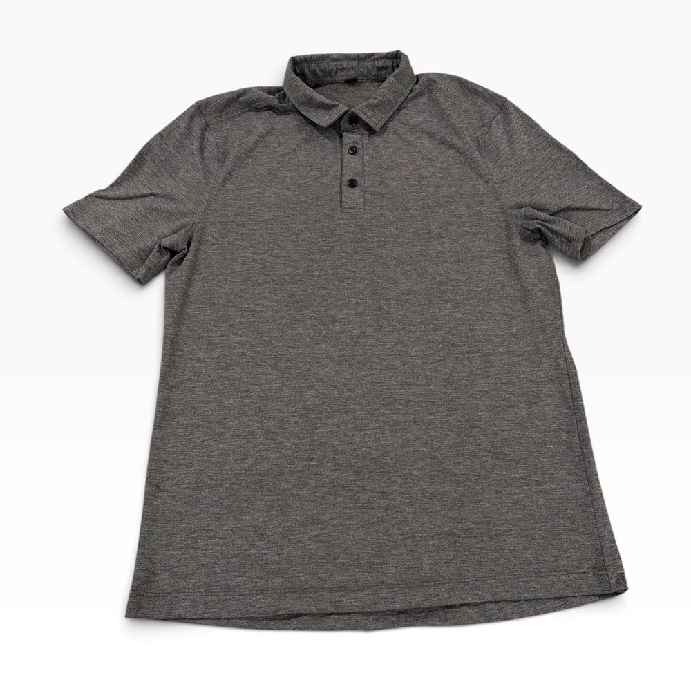 Lululemon Mens Evolution Short Sleeve Polo Shirt Gray Heather Size M